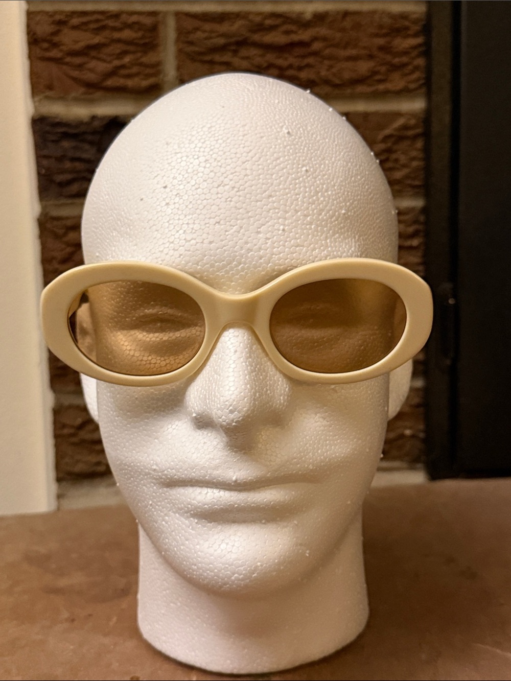 Women’s Cream Oval Retro Sunglasses - Unbranded